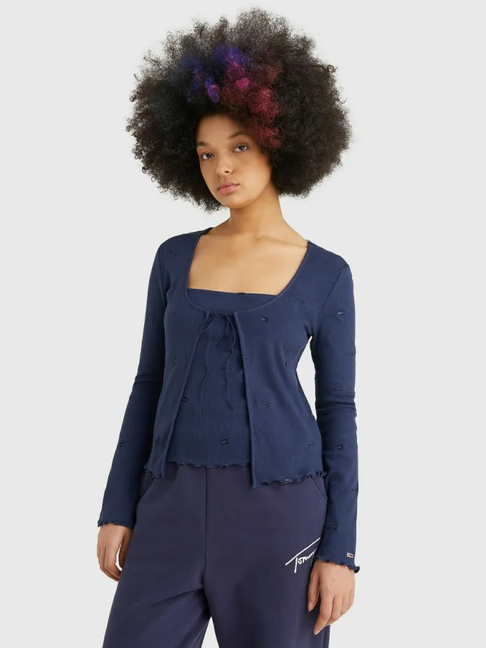 Tommy Hilfiger Embroidery TieOpen Cardigan Twilight Navy Womens TShirts Online Tommy Hilfiger Embroidery TieOpen Cardigan Twilight Navy Womens TShirts Online