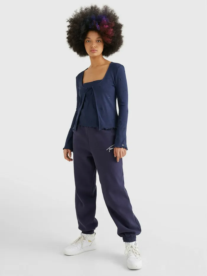 Tommy Hilfiger Embroidery TieOpen Cardigan Twilight Navy Womens TShirts Online