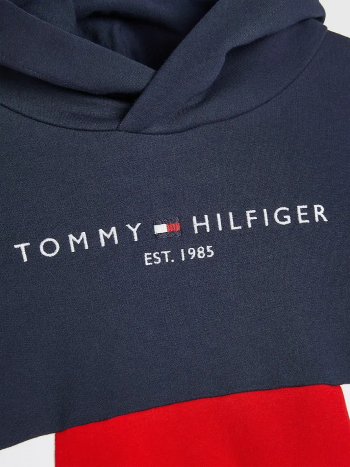 Tommy Hilfiger Essential ColourBlocked Hoody And Joggers Set Twilight Navy Rwb Girls Sweatshirts and Hoodies Cheap On Sale
