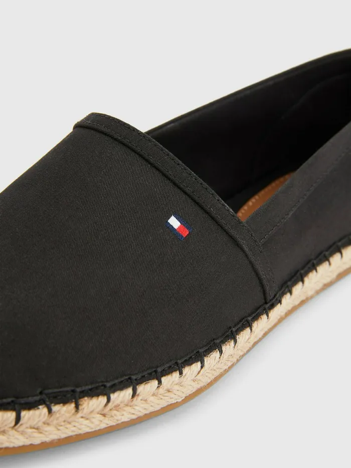 Tommy Hilfiger Essential Flag Espadrilles Black Womens Flat Shoes Cheap On Sale