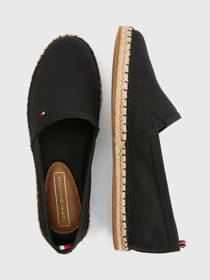 Tommy Hilfiger Essential Flag Espadrilles Black Womens Flat Shoes Cheap On Sale