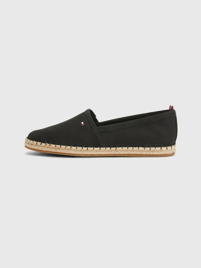 Tommy Hilfiger Essential Flag Espadrilles Black Womens Flat Shoes Cheap On Sale