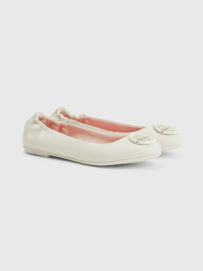 Tommy Hilfiger Essential Leather Ballerinas White Dove Womens Flat Shoes Sale Tommy Hilfiger Essential Leather Ballerinas White Dove Womens Flat Shoes Sale