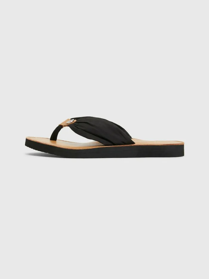 Tommy Hilfiger Essential Leather Footbed FlipFlops Black Womens Boots Fashion