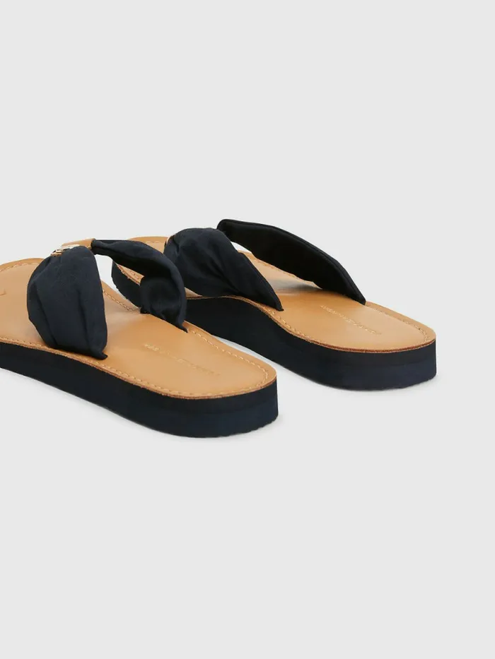 Tommy Hilfiger Essential Leather Footbed FlipFlops Desert Sky Womens Pumps Fashion