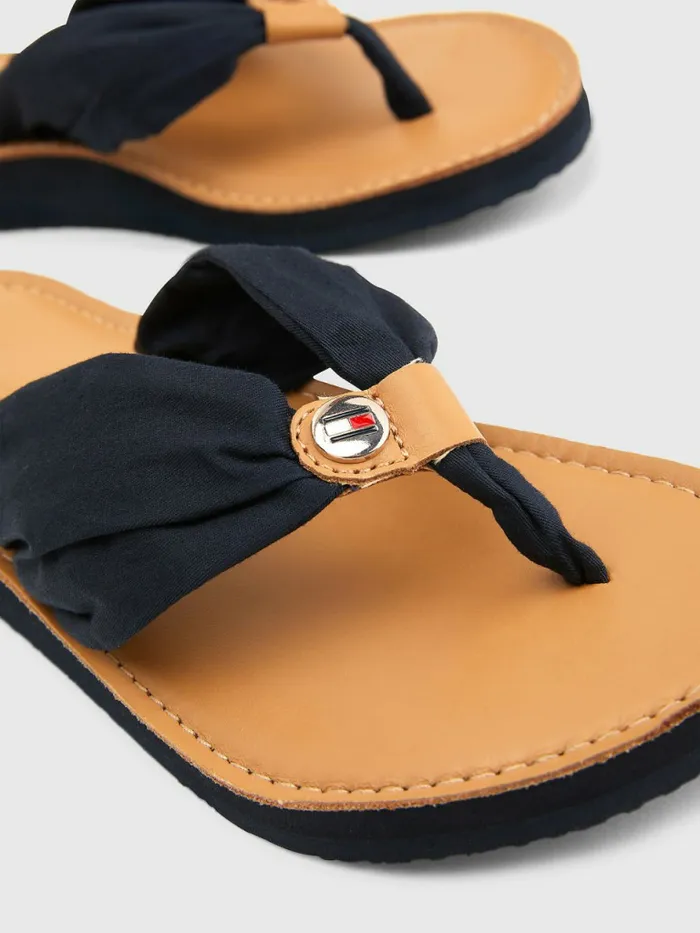 Tommy Hilfiger Essential Leather Footbed FlipFlops Desert Sky Womens Pumps Fashion