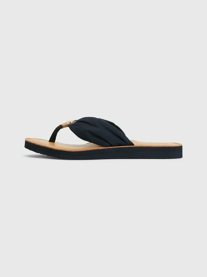 Tommy Hilfiger Essential Leather Footbed FlipFlops Desert Sky Womens Pumps Fashion