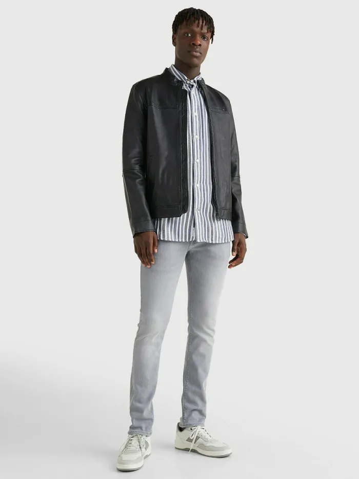 Tommy Hilfiger Essential Leather Jacket Black Mens Coats and Jackets Fashion
