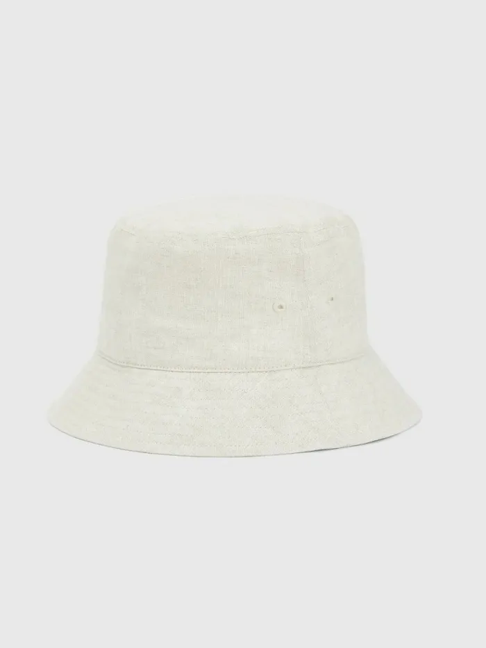 Tommy Hilfiger Essential Linen Bucket Hat Feather White Womens Hats and Scarves Cheap On Sale
