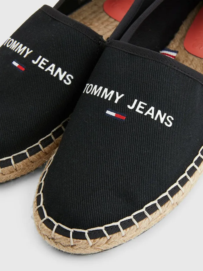Tommy Hilfiger Essential Logo Espadrilles Black Womens Flat Shoes Gift Ideas