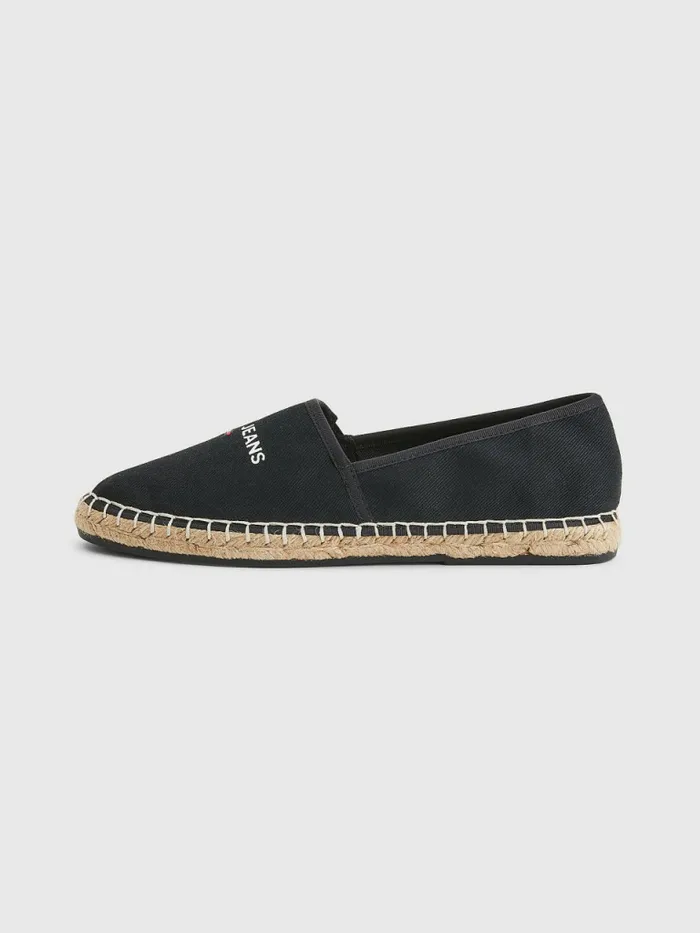 Tommy Hilfiger Essential Logo Espadrilles Black Womens Flat Shoes Gift Ideas