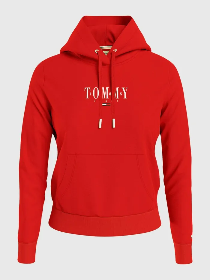 Tommy Hilfiger Essential Logo Hoody Deep Crimson Womens Sweatshirts and Hoodies Casaul Tommy Hilfiger Essential Logo Hoody Deep Crimson Womens Sweatshirts and Hoodies Casaul