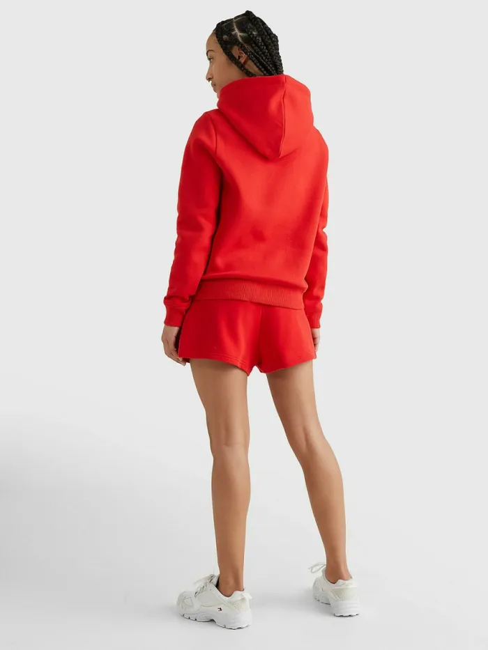 Tommy Hilfiger Essential Logo Hoody Deep Crimson Womens Sweatshirts and Hoodies Casaul