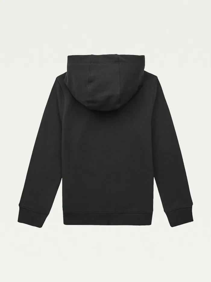 Tommy Hilfiger Essential Logo Organic Cotton Hoody Black Girls Sweatshirts and Hoodies Online