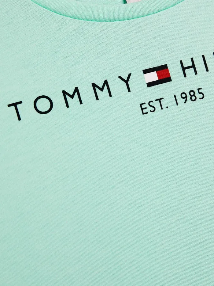 Tommy Hilfiger Essential Logo Organic Cotton TShirt Clear Lagoon Girls Tops and TShirts Near Me