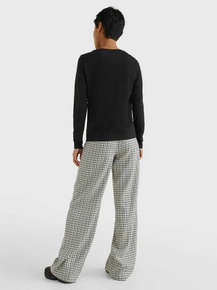 Tommy Hilfiger Essential Logo Slim Fit Long Sleeve TShirt Black Womens TShirts Online