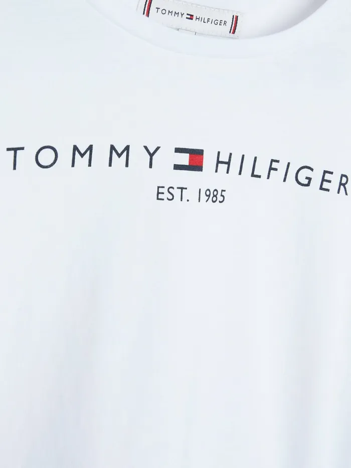 Tommy Hilfiger Essential Long Sleeve Organic Cotton TShirt White Girls Tops and TShirts Cheap On Sale