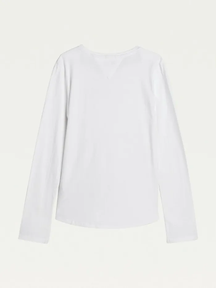 Tommy Hilfiger Essential Long Sleeve Organic Cotton TShirt White Girls Tops and TShirts Cheap On Sale