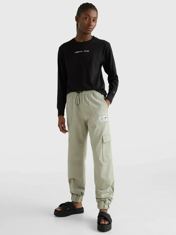 Tommy Hilfiger Essential Long Sleeve TShirt Black Womens TShirts Online