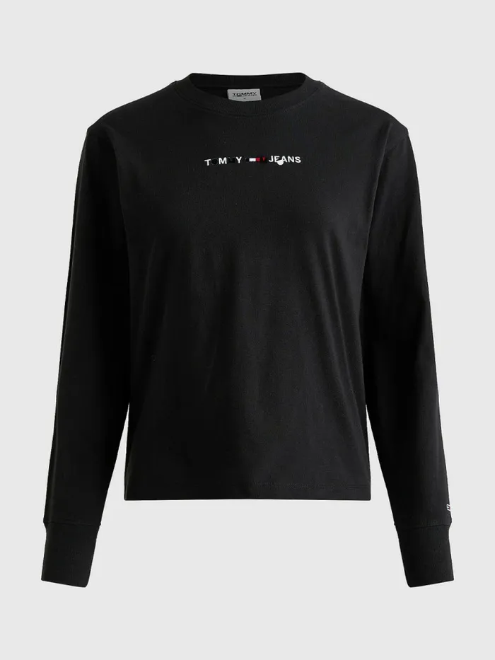 Tommy Hilfiger Essential Long Sleeve TShirt Black Womens TShirts Online