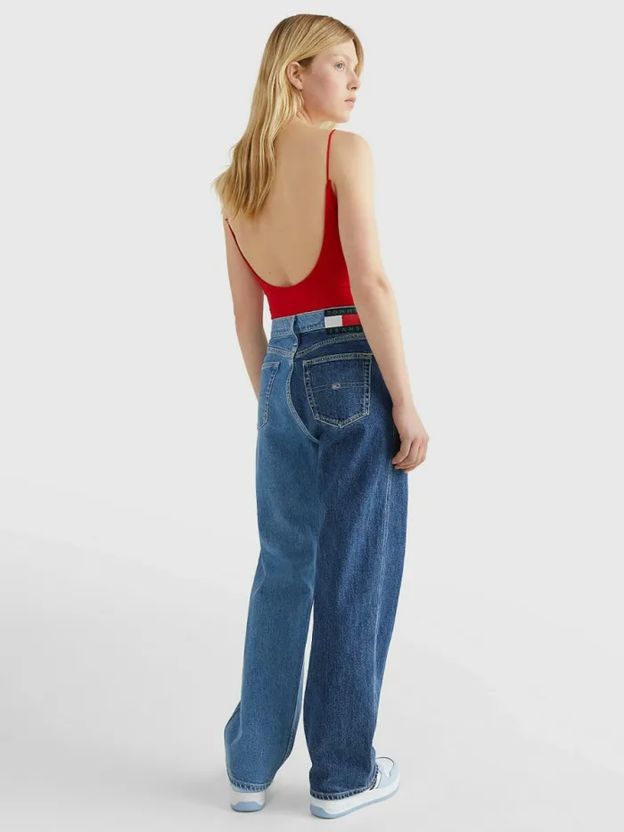 Tommy Hilfiger Essential Open Back Bodysuit Deep Crimson Womens TShirts Gift 4 You