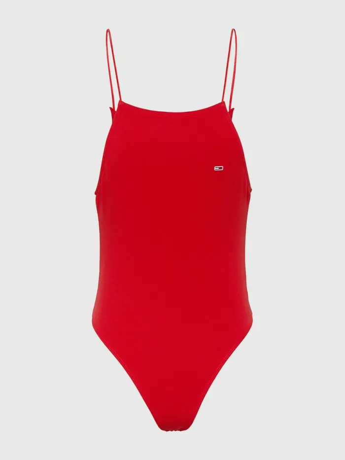 Tommy Hilfiger Essential Open Back Bodysuit Deep Crimson Womens TShirts Gift 4 You