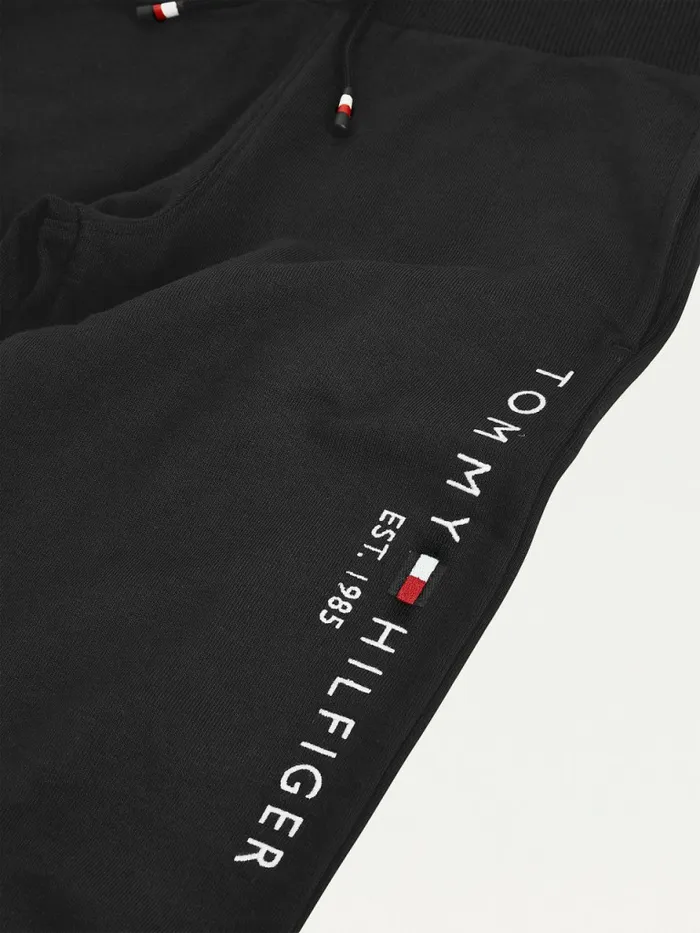 Tommy Hilfiger Essential Organic Cotton Logo Joggers Black Boys Trousers and Shorts Casaul