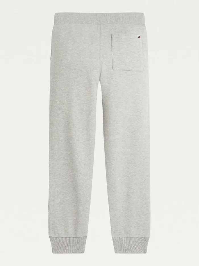 Tommy Hilfiger Essential Organic Cotton Logo Joggers Light Grey Heather Boys Trousers and Shorts For Sale
