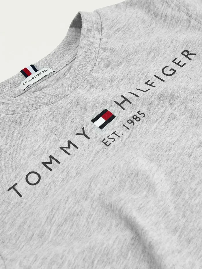 Tommy Hilfiger Essential Organic Cotton Logo TShirt Light Grey Heather Boys TShirts and Polos Fashion