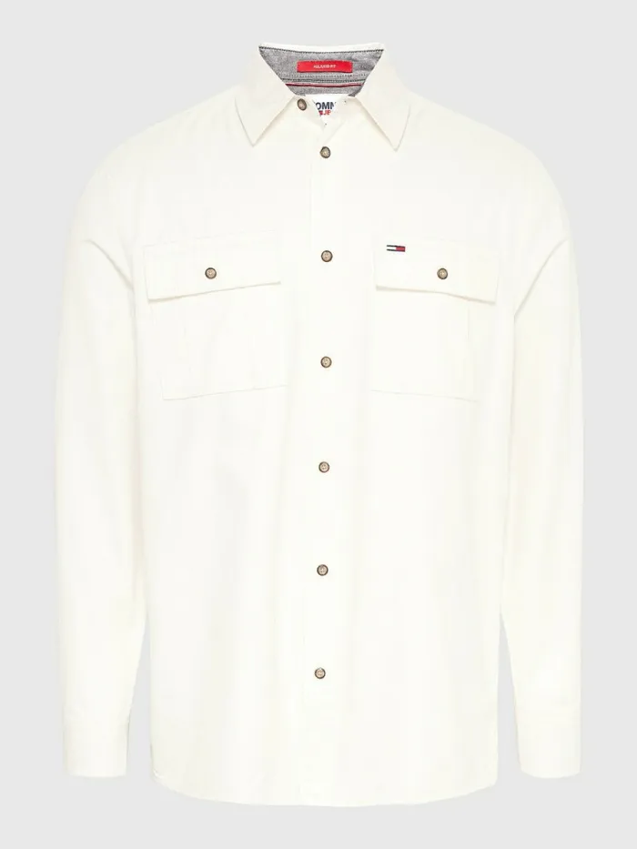 Tommy Hilfiger Essential Organic Cotton Overshirt Ancient White Mens Shirts Popular