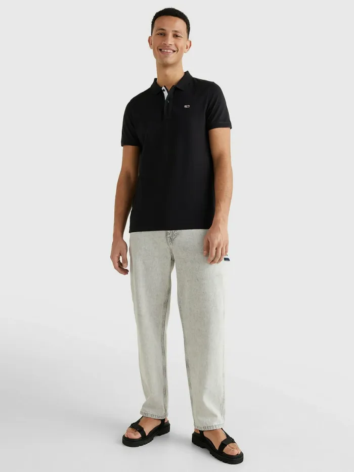 Tommy Hilfiger Essential Organic Cotton Slim Fit Polo Black Mens Polo Shirts Gift 4 You