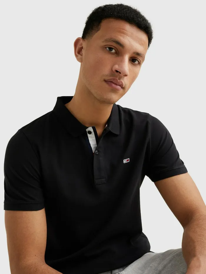 Tommy Hilfiger Essential Organic Cotton Slim Fit Polo Black Mens Polo Shirts Gift 4 You
