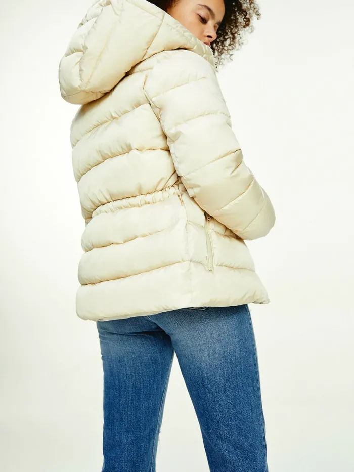 Tommy Hilfiger Essential Recycled Hooded Down Puffer Jacket Stony Beige Womens Coats and Jackets Gift 4 You