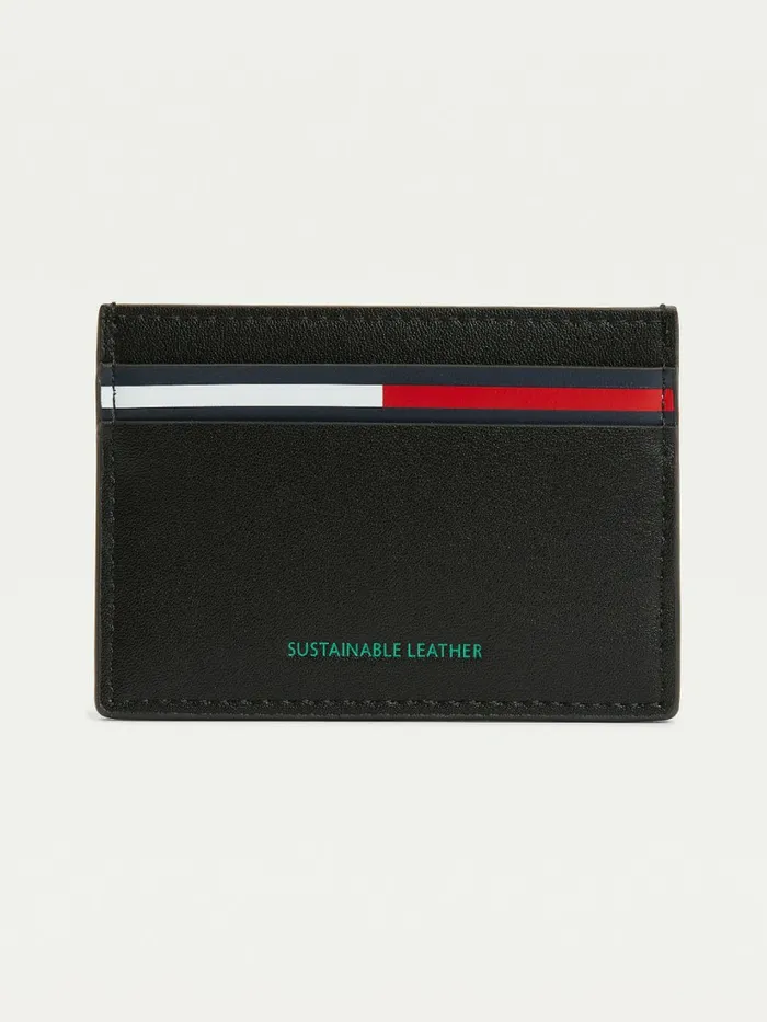 Tommy Hilfiger Essential Recycled Leather Card Holder Black Mens Wallets and Card Holders Casaul