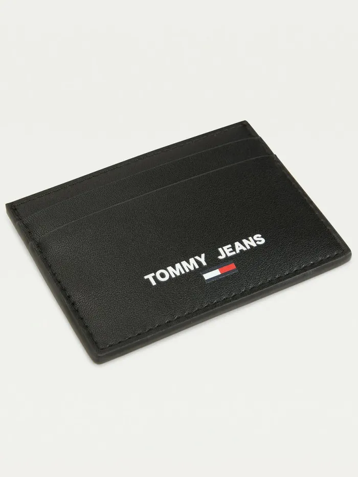 Tommy Hilfiger Essential Recycled Leather Card Holder Black Mens Wallets and Card Holders Casaul