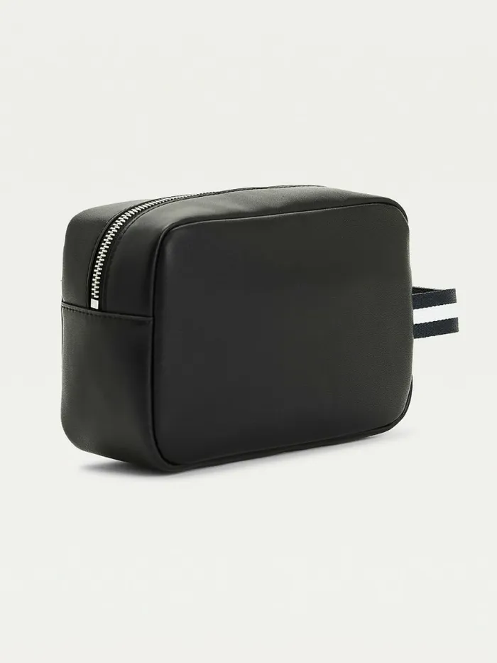Tommy Hilfiger Essential Recycled Leather Washbag Black Mens Bags Popular
