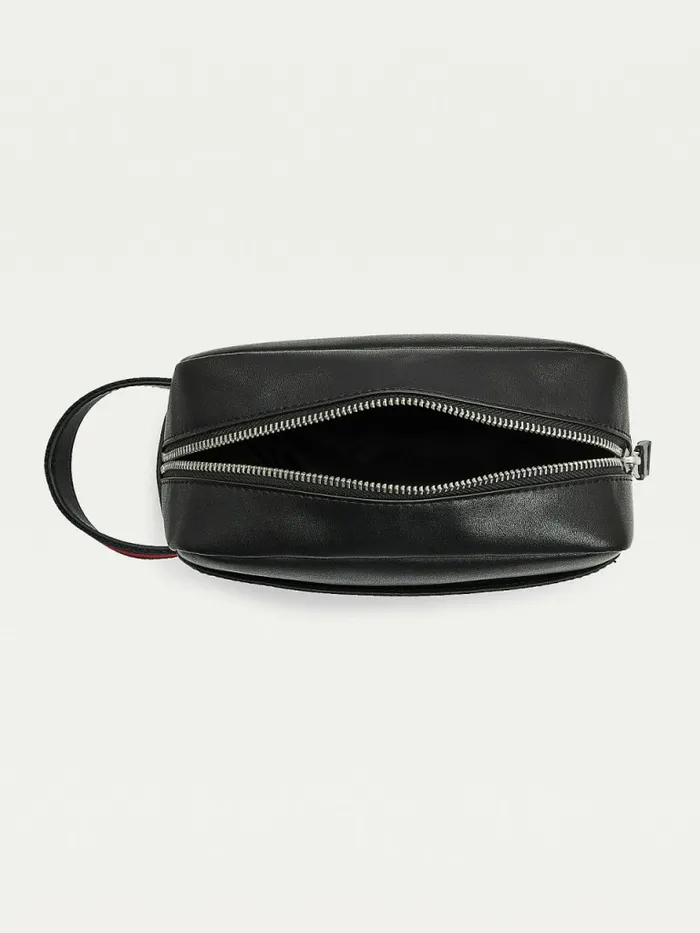 Tommy Hilfiger Essential Recycled Leather Washbag Black Mens Bags Popular