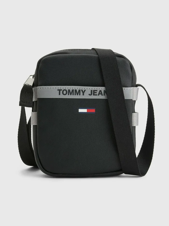Tommy Hilfiger Essential Reflective Reporter Bag Black Mens Bags On Sale