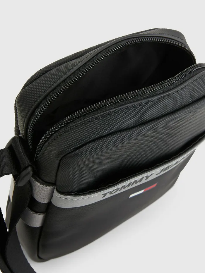 Tommy Hilfiger Essential Reflective Reporter Bag Black Mens Bags On Sale