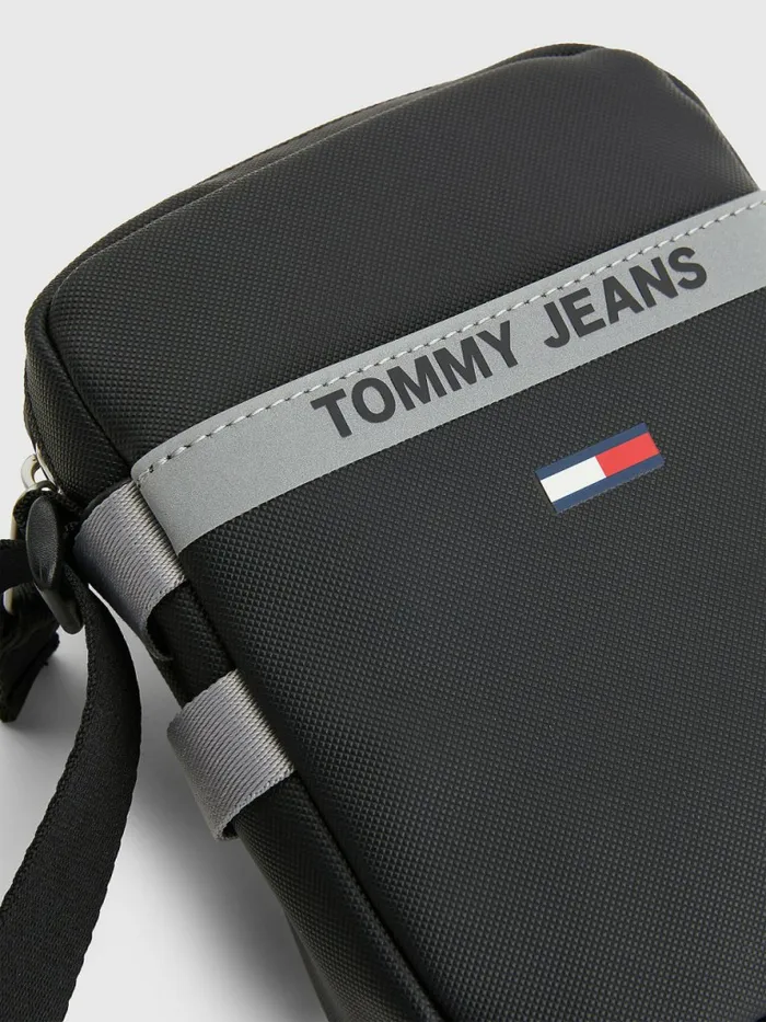 Tommy Hilfiger Essential Reflective Reporter Bag Black Mens Bags On Sale
