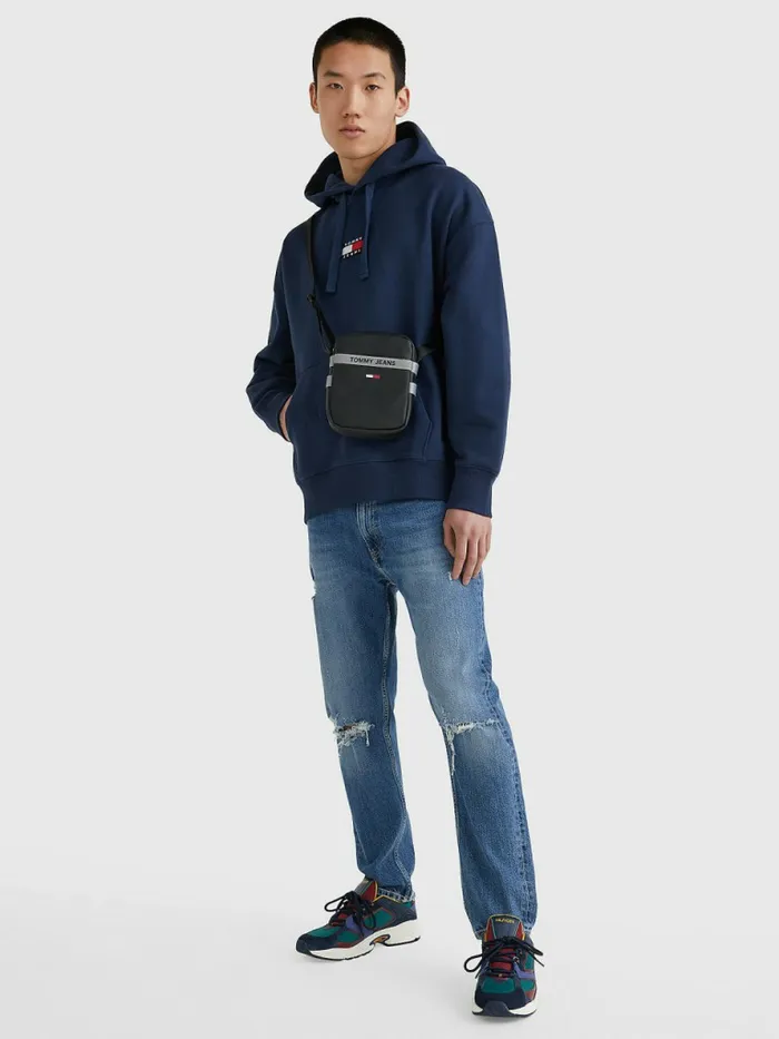 Tommy Hilfiger Essential Reflective Reporter Bag Black Mens Bags On Sale