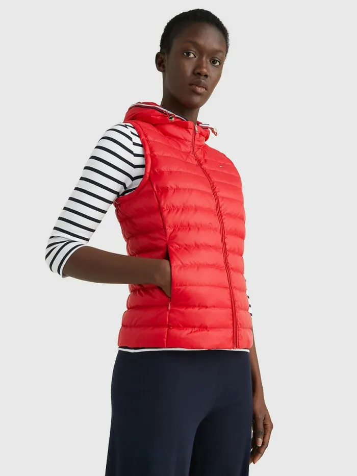 Tommy Hilfiger Essential Removable Hood Down Vest Primary Red Womens Coats and Jackets Gift for Friend Tommy Hilfiger Essential Removable Hood Down Vest Primary Red Womens Coats and Jackets Gift for Friend