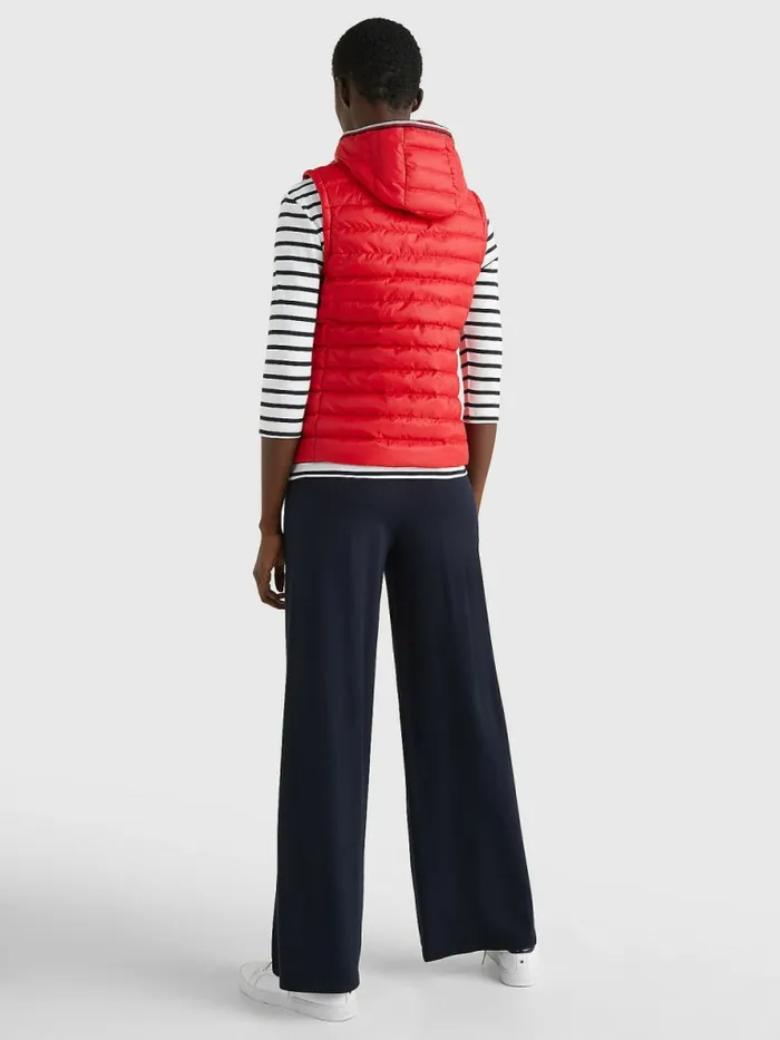 Tommy Hilfiger Essential Removable Hood Down Vest Primary Red Womens Coats and Jackets Gift for Friend
