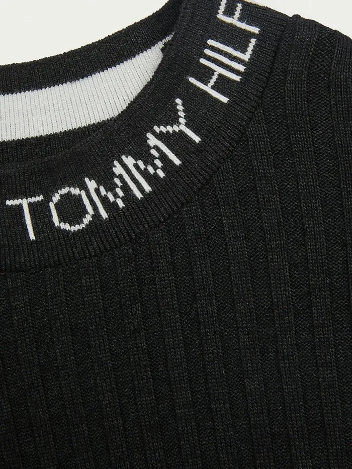 Tommy Hilfiger Essential RibKnit Long Sleeve TShirt Black Girls Tops and TShirts Fashion