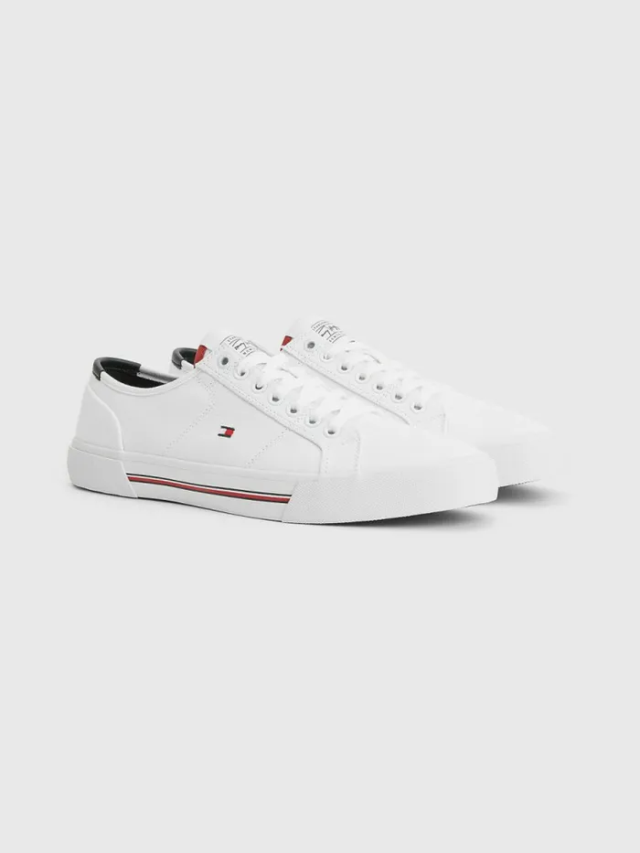 Tommy Hilfiger Essential Signature Canvas Trainers White Mens Casual Shoes Online Tommy Hilfiger Essential Signature Canvas Trainers White Mens Casual Shoes Online