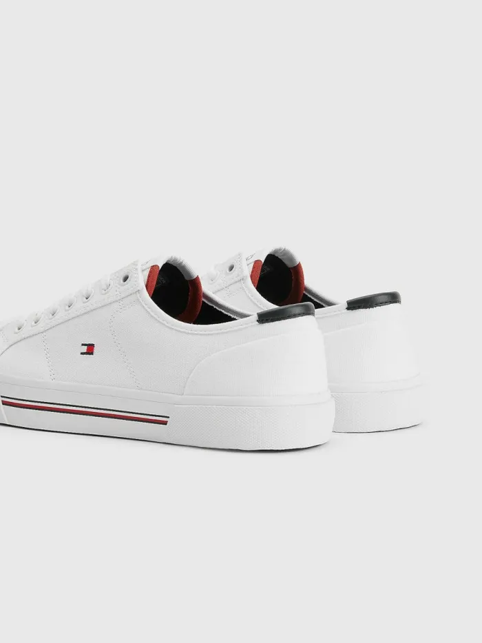 Tommy Hilfiger Essential Signature Canvas Trainers White Mens Casual Shoes Online