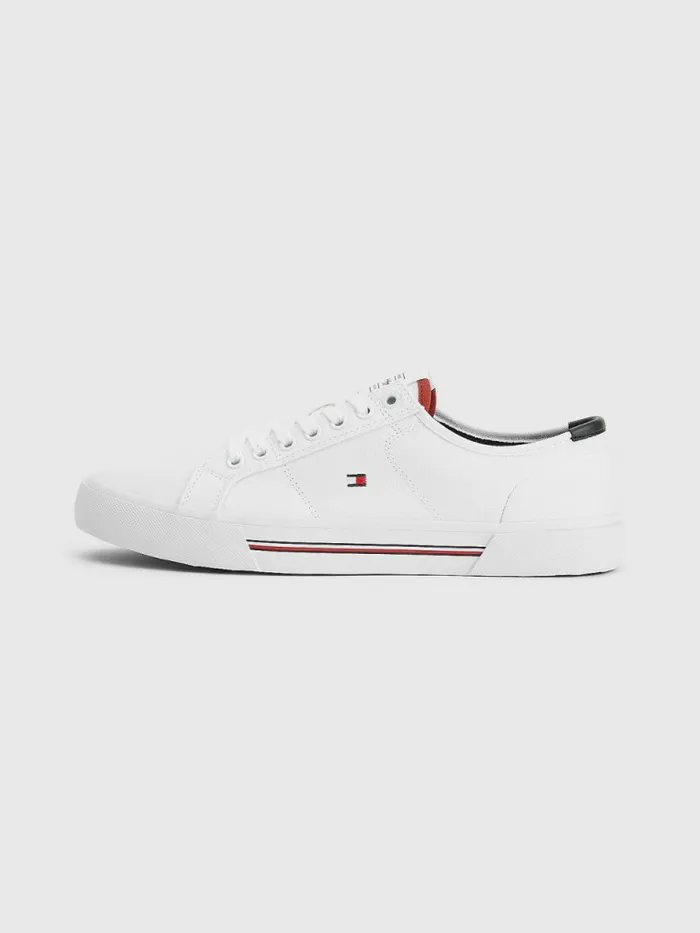 Tommy Hilfiger Essential Signature Canvas Trainers White Mens Casual Shoes Online