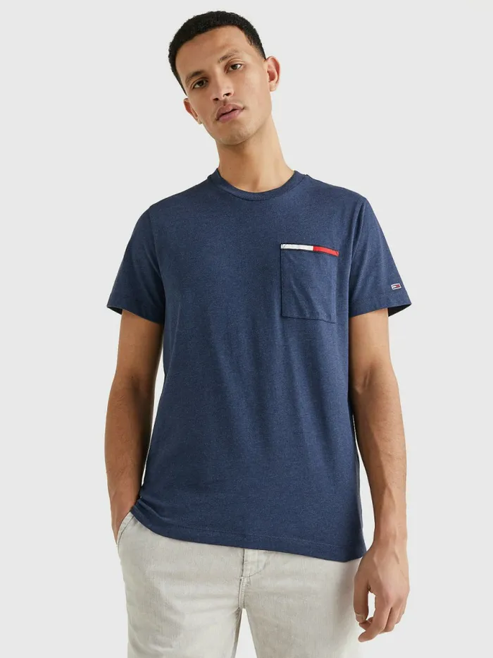 Tommy Hilfiger Essential Signature Pocket TShirt Twilight Navy Htr Mens TShirts Gift for Friend Tommy Hilfiger Essential Signature Pocket TShirt Twilight Navy Htr Mens TShirts Gift for Friend