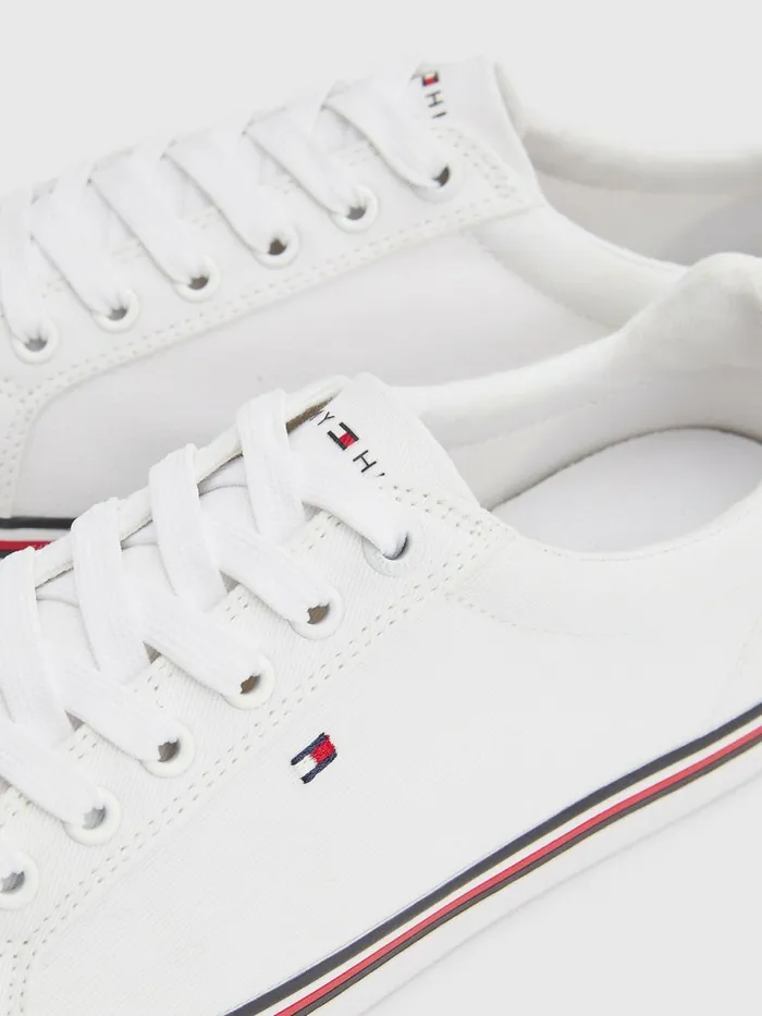 Tommy Hilfiger Essential Signature Vulcanised Trainers White Womens Trainers Sale