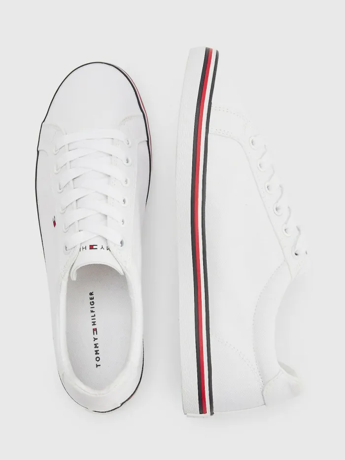 Tommy Hilfiger Essential Signature Vulcanised Trainers White Womens Trainers Sale